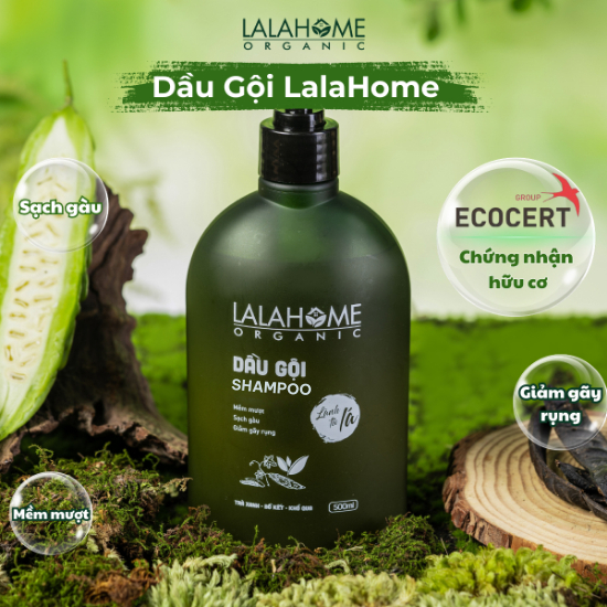 Dầu gội LALAHOME ORGANIC Chiết Xuất Bồ Kết, Khổ Qua, Trà Xanh - Hỗ Trợ Giảm Ngứa, Bã Nhờn,Gãy Rụng