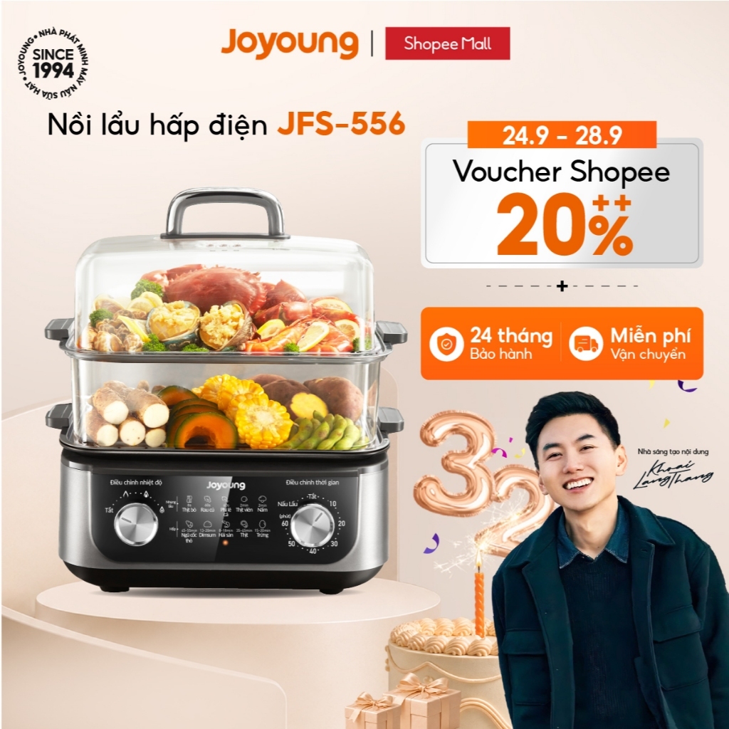 Nồi lẩu hấp đa năng Joyoung JFS-556 | Dung tích 16L | Công suất 1600W