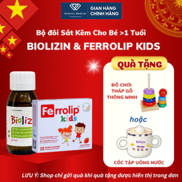 [Quà Xinh] Bộ Đôi Sắt Ferrolip KIDS Và Kẽm Biolizin Giúp Bé Phát Triển Thể Chất Dành Cho Bé >1 Tuổi Có Tích Điểm