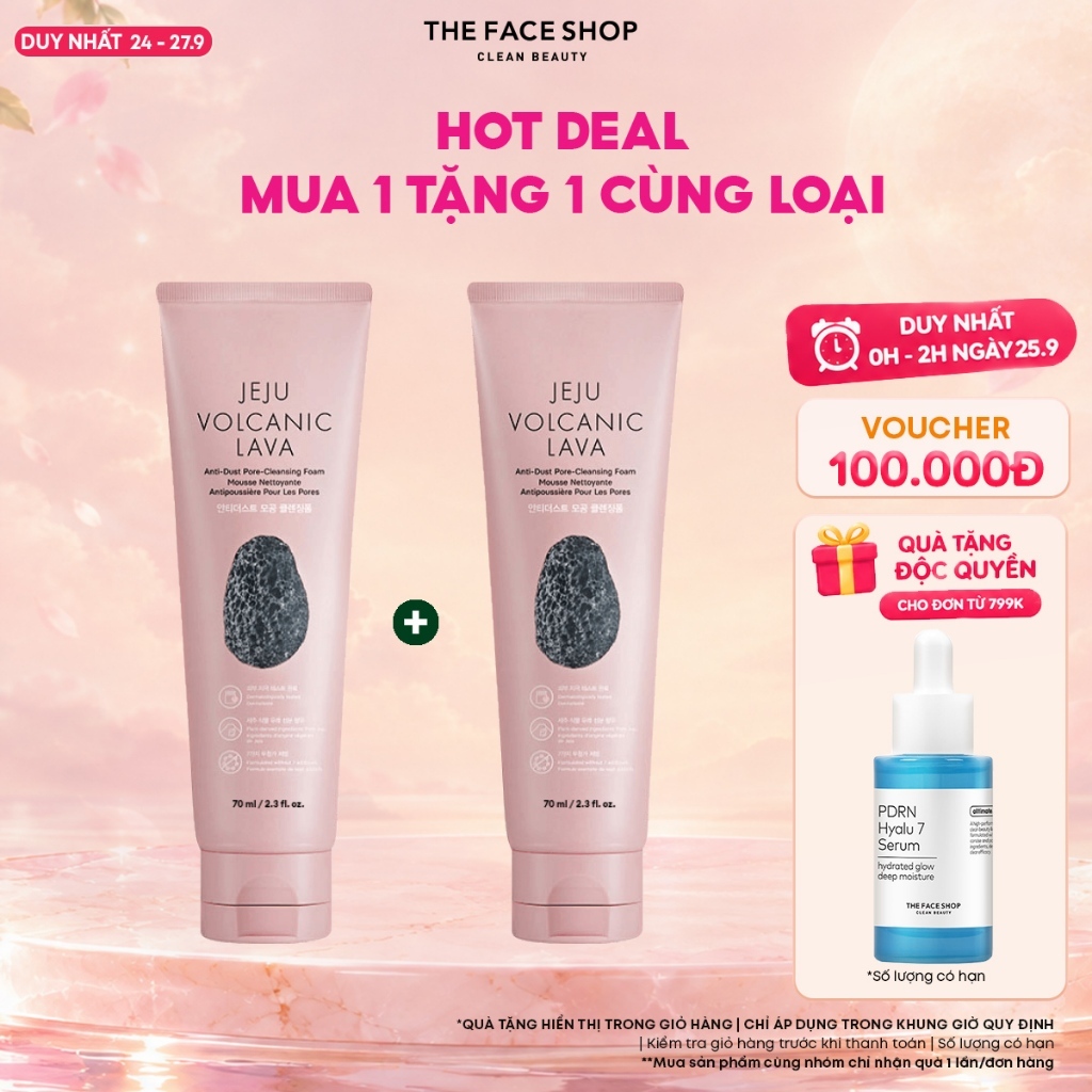 [SALE] Combo 2 Sữa Rửa Mặt Làm Sạch Lỗ Chân Lông THE FACE SHOP Jeju Volcanic Lava Anti Dust Pore Cleansing 70ml