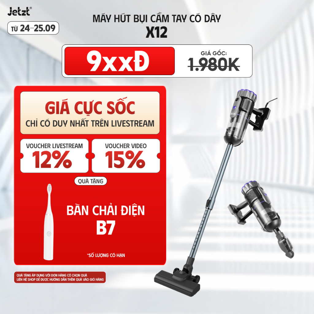 Máy hút bụi cầm tay đa năng 4in1 có dây JETZT X12, lực hút 21000PA--New Model