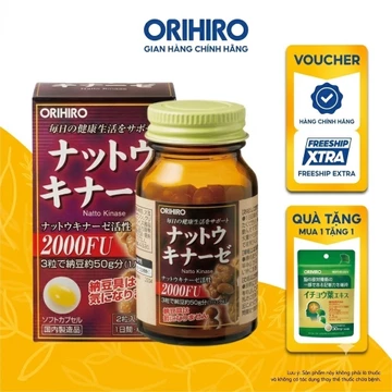 [Mẫu mới] Viên uống ngừa tai biến đột quỵ Nattokinase 2000FU Orihiro 60 viên