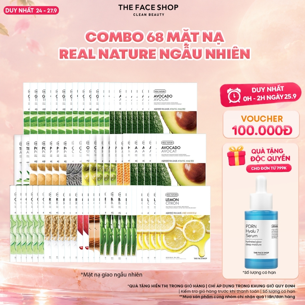 [SALE] Combo 68 Mặt Nạ Real Nature Dưỡng Ẩm THE FACE SHOP 20g (mix)