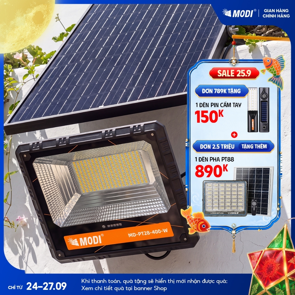 Đèn Led Năng Lượng Mặt Trời MODI SOLAR Siêu Sáng Chống Nước Loại 50W, 80W, 120W, 200W,300W, 400W