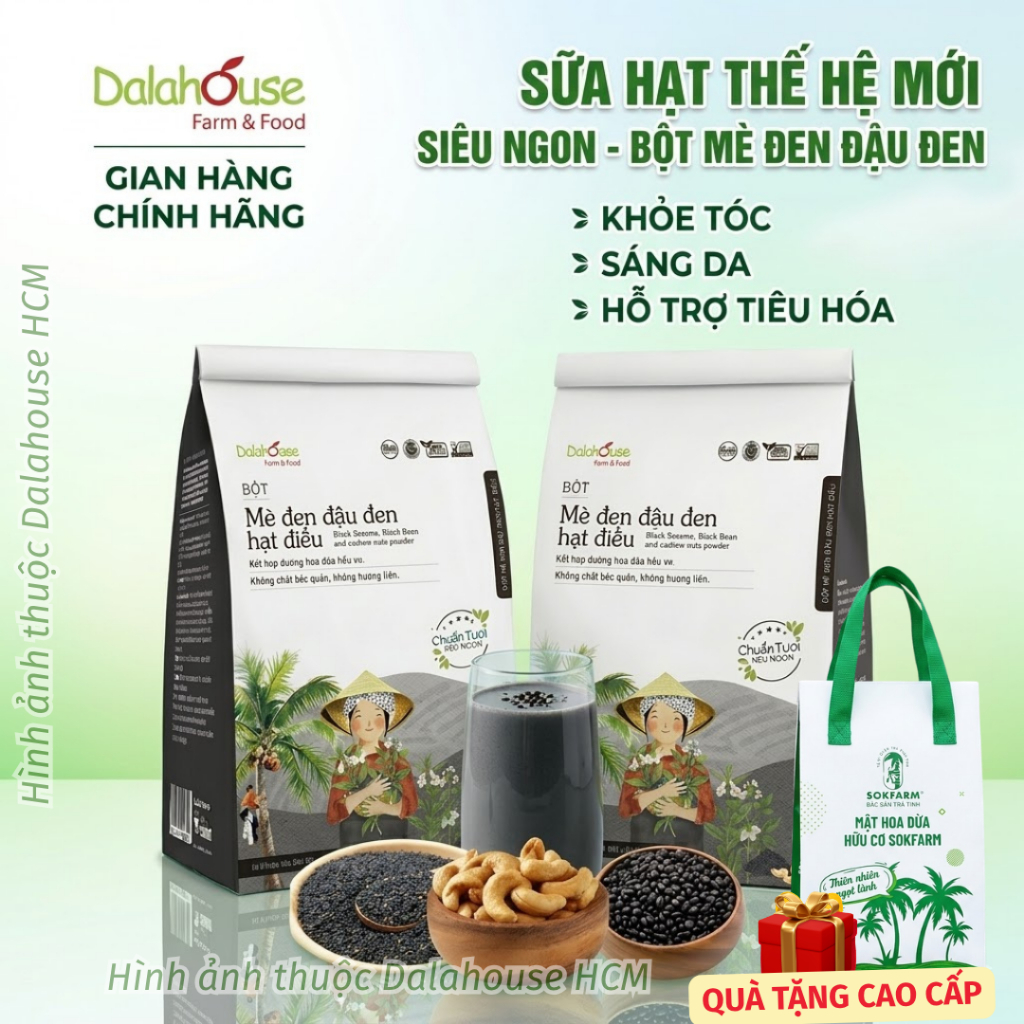 Bột Mè Đen Đậu Đen Hạt Điều Dalahouse - Sấy Thăng Hoa, thơm ngon bổ dưỡng-Bột Bí Đỏ - Túi 300g