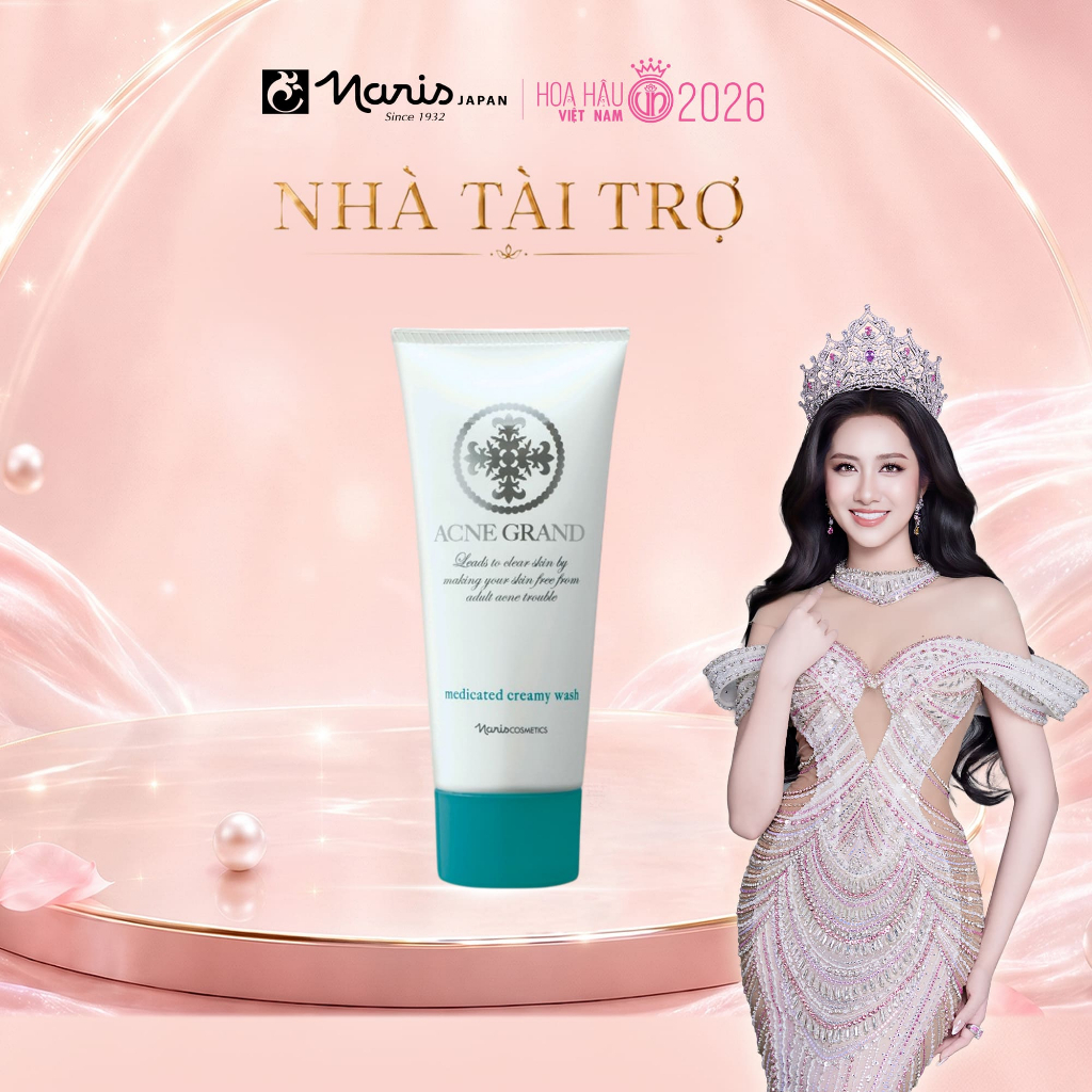 Sữa rửa mặt sạch sâu cho da dầu & mụn Naris Acne Grand Medicated Creamy Wash 100gr