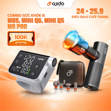 [COMBO CHĂM SÓC SỨC KHỎE 8] Máy Massage Cầm Tay Mini Thư Giãn Cơ Bắp MiniQ6 Và Máy Đo Huyết Áp W05 Cho Gia Đình