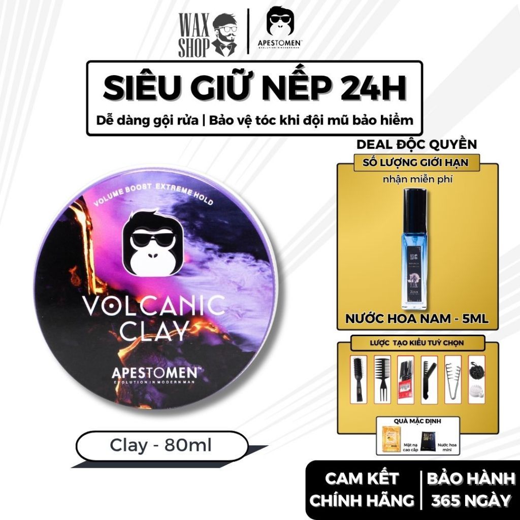 [TOP 1 BÁN CHẠY] Sáp vuốt tóc nam Volcanic Clay Apestomen chính hãng gel, wax giữ nếp tóc