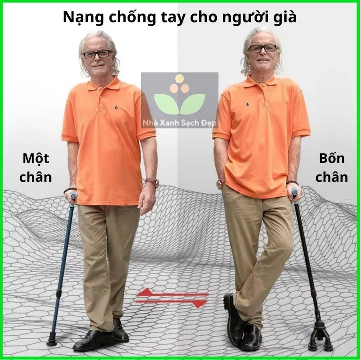 Gậy batoong cho người già Gậy chống cao cấp Kalibu có đèn pin, thép cacbon siêu cứng, Nạng chống tay người già