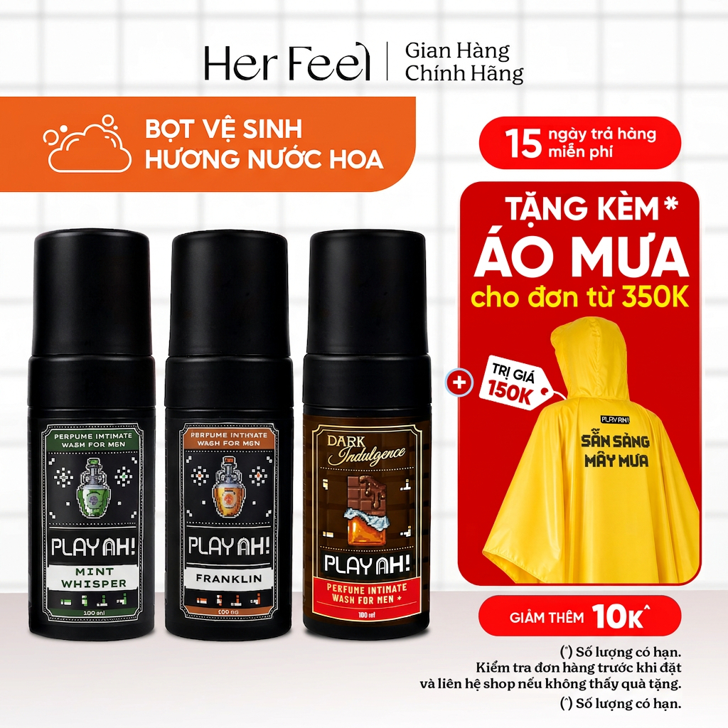 Bọt Dung Dịch Vệ Sinh Nam PlayAh! Dark Indulgence hương Chocolate/Franklin/Mint Whisper tạo bọt 100ml