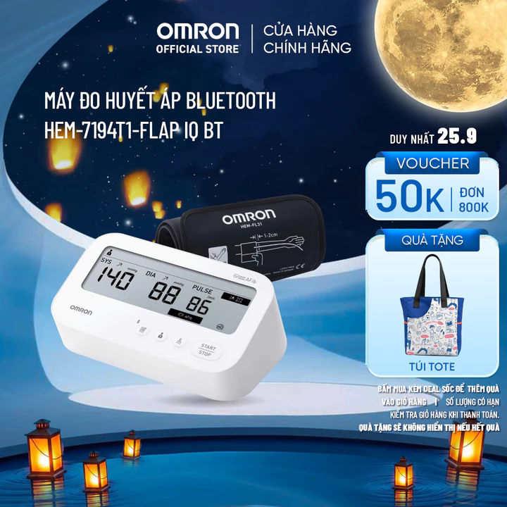 Máy Đo Huyết Áp Bluetooth Phát Hiện Rung Nhĩ OMRON IQ BT HEM-7194T1