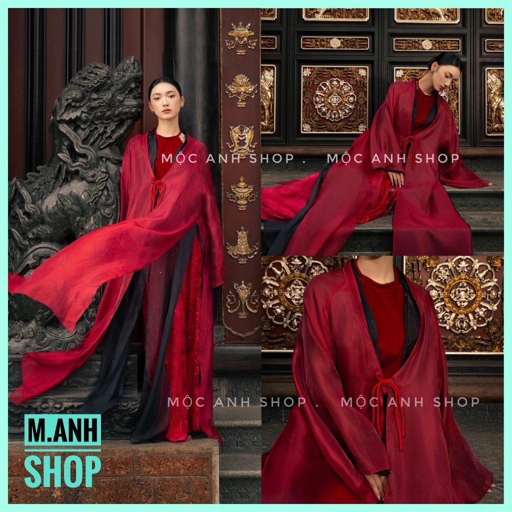 Áo Dài Cổ Yếm Chất Lụa Voan 3 Mầu Chụp Ảnh Concept Mặc Tết
