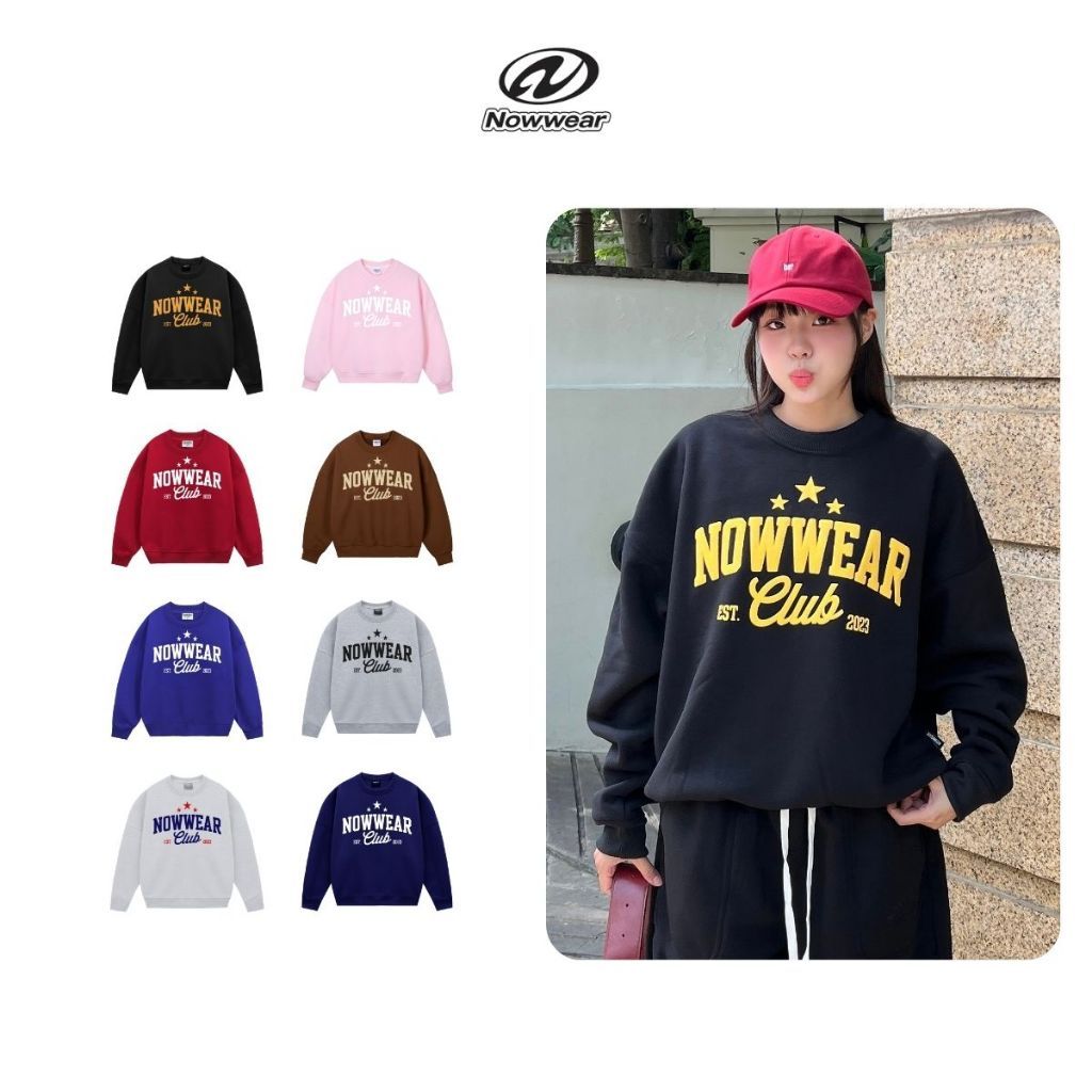 Áo Nỉ Sweater In Phồng Nowwear Tay Phồng Form Boxy Chất Nỉ Bông Dày Dặn Nam Nữ Unisex Ver 5