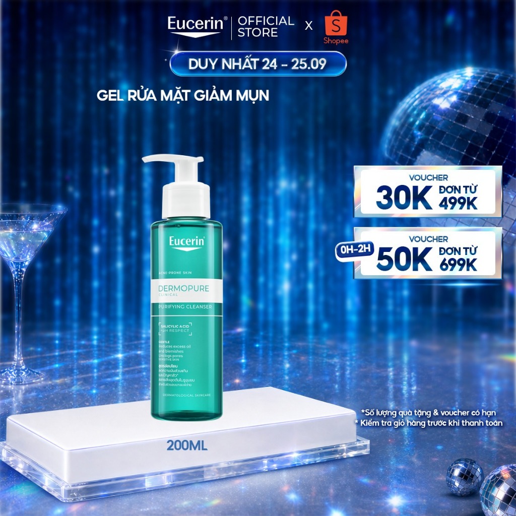 Gel rửa mặt cho da dầu mụn Eucerin® DermoPure Clinical Purifying Cleanser 200ml | Skincare