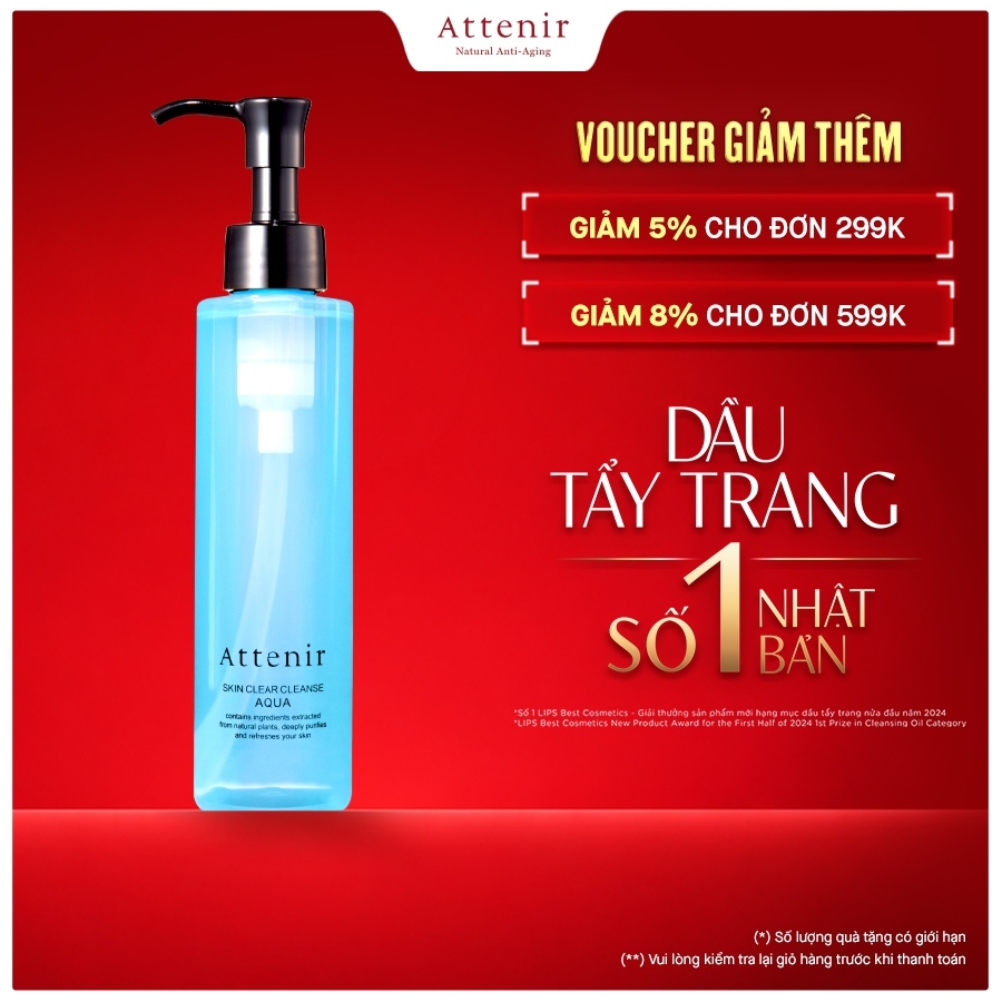 Dầu Tẩy Trang Và Làm Sạch Dành Cho Da Dầu 175ml Attenir Skin Clear Cleanse Aqua