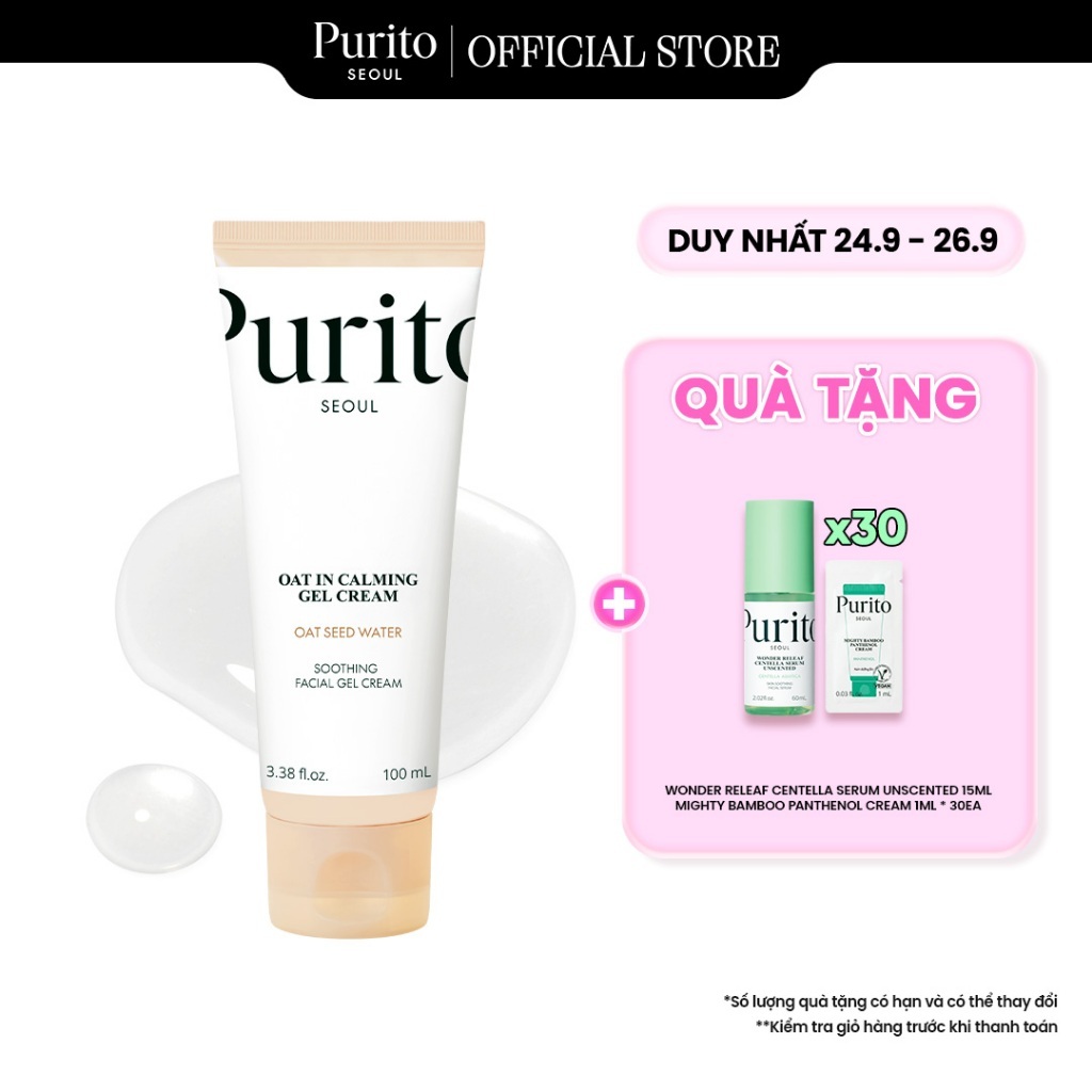Kem Dưỡng Da Yến Mạch PURITO Oat in Calming Gel Cream 100ml