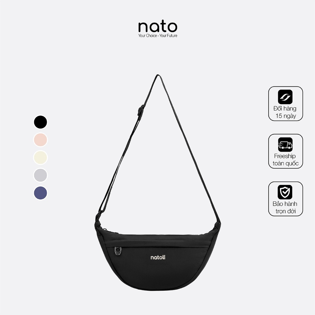 Túi đeo chéo nữ hình bán nguyệt Natoli nhiều ngăn chống nước dễ thương Soft Touch Crossbag T26