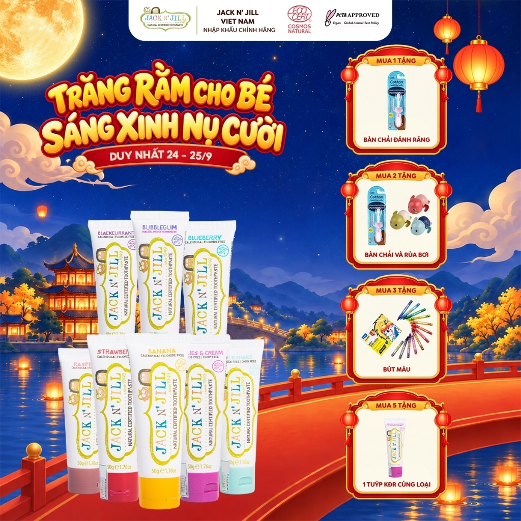 Kem Đánh Răng Cho Bé Hữu Cơ Jack N' Jill An Toàn, Nuốt Được, Không Flour, Ngừa Sâu Răng Hiệu Quả 50g