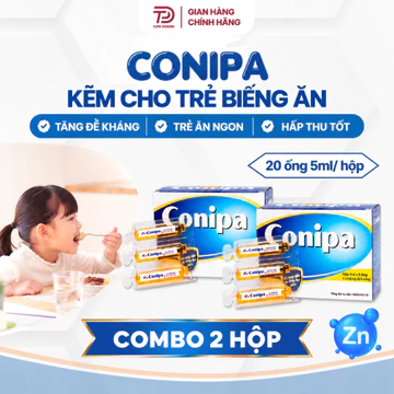 Combo 2 hộp Siro Ăn Ngon Cho Bé | Kẽm Hữu Cơ Conipa Giảm Biếng Ăn Cho Bé Hộp 20 Ống 5ml