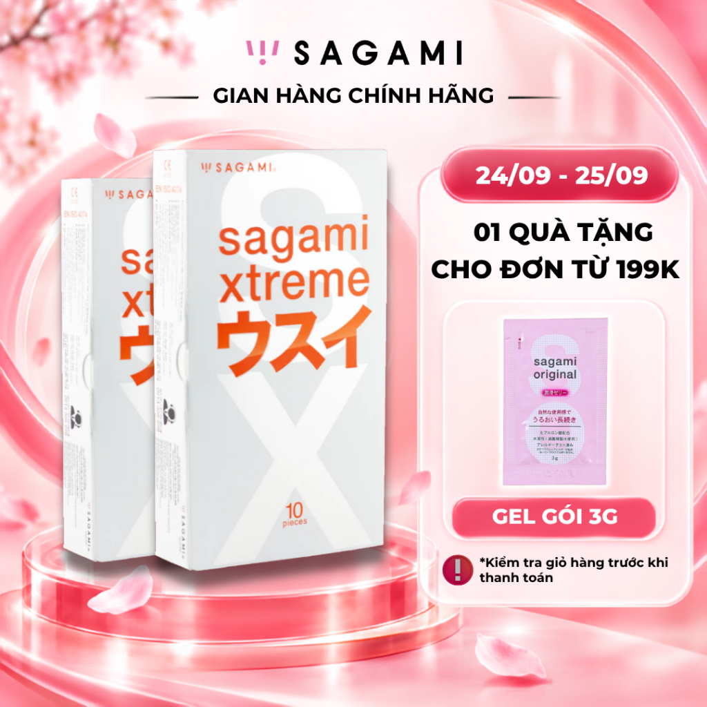 Combo 2 hộp bao cao su Sagami Superthin hộp 10 chiếc bcs mỏng kiểu truyền thống