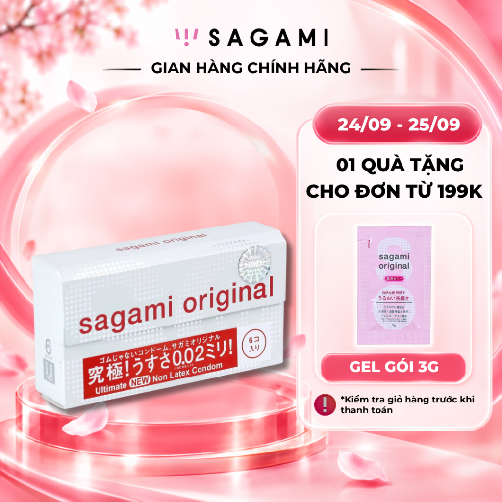 Bao cao su Sagami 002 - siêu mỏng 0.02mm - non latex - hộp 6 chiếc
