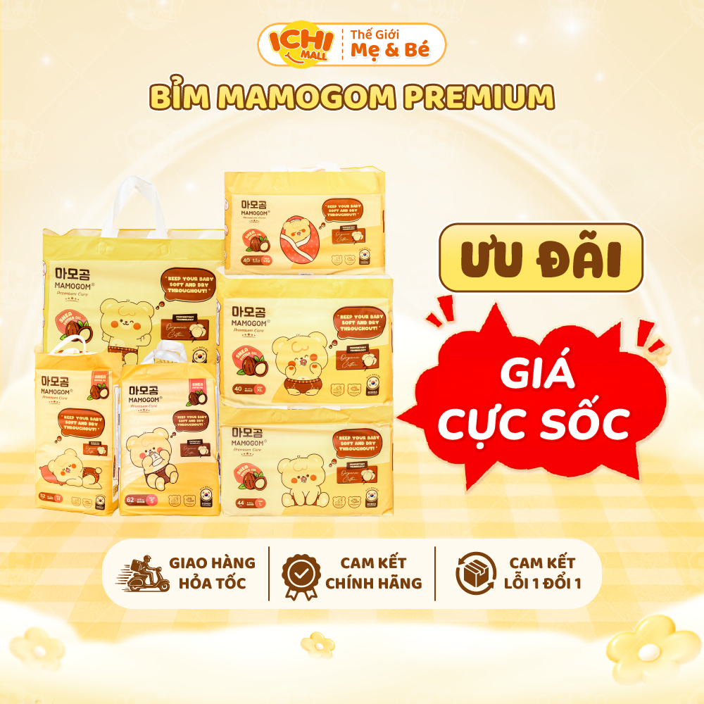 Tã/Bỉm Mamogom Premium dán/quần hữu cơ cao cấp công nghệ Hàn Quốc đủ size cho bé S62/M52/M48/L44/XL40/XXL38_Ichimall