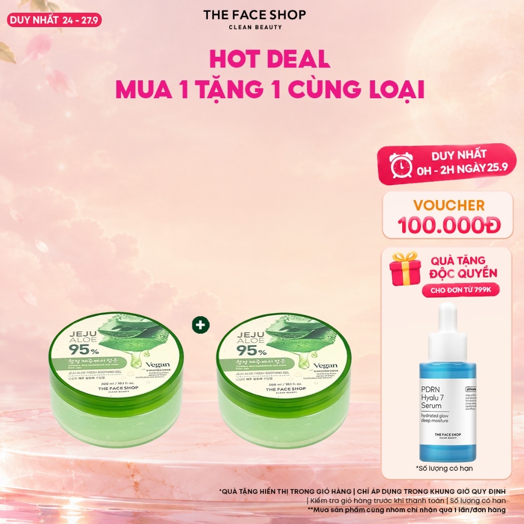 [FS]Combo 2 Gel Dưỡng Da Đa Năng TheFaceShop Jeju Aloe Fresh Soothing Gel 300mlx2