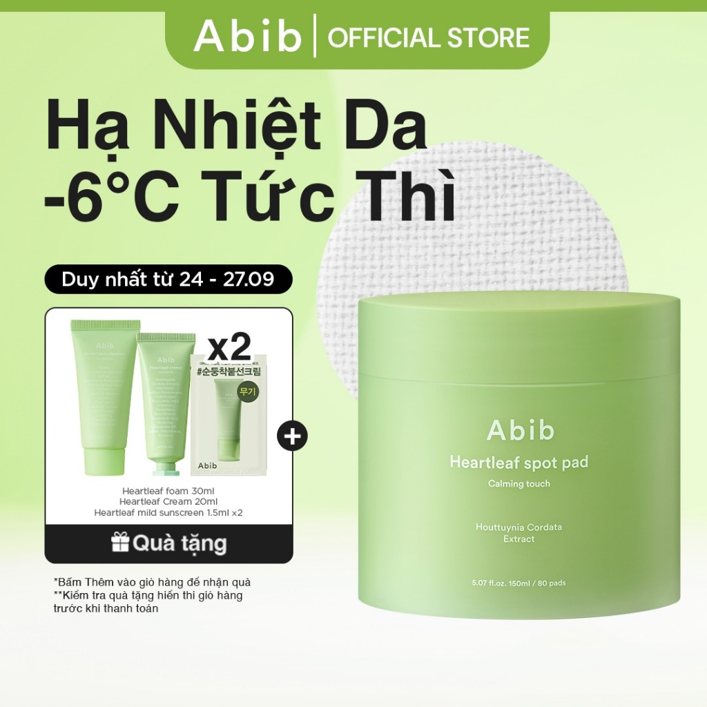 Toner pad diếp cá làm dịu & tẩy tế bào chết Abib Heartleaf Spot Pad Calming Touch (80 miếng)