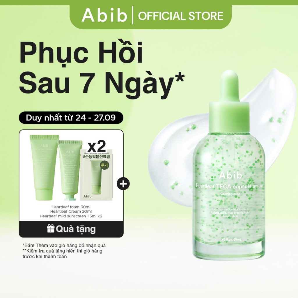 Tinh chất viên nang diếp cá làm dịu da Abib Heartleaf TECA capsule serum Calming drop 50ml