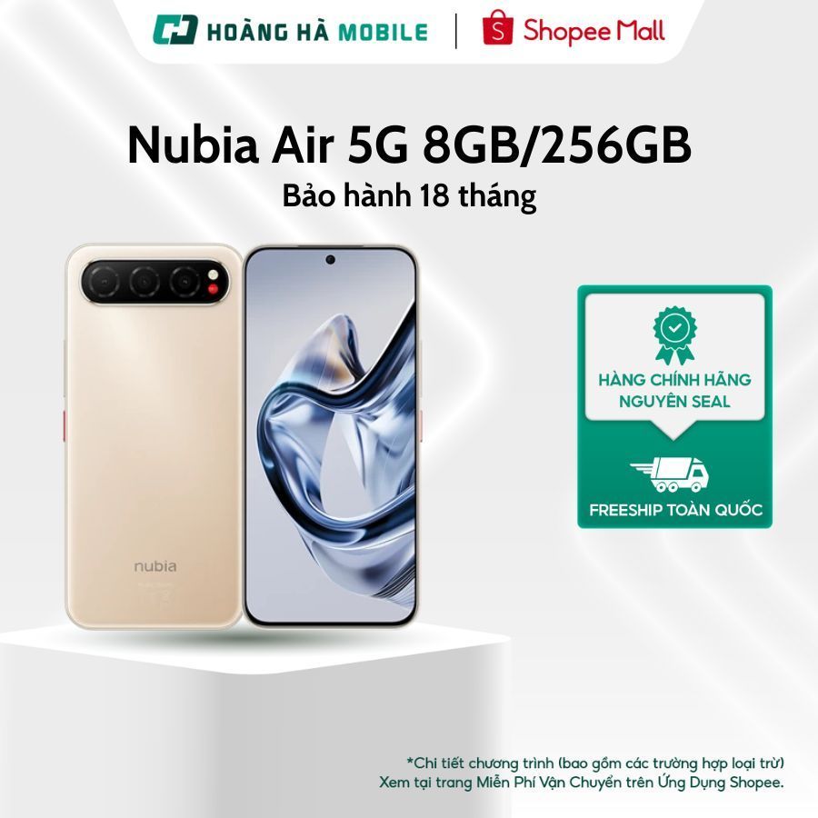 Điện thoại Nubia Air 5G 8GB/256GB Màn AMOLED 120Hz Chip Unisoc T8300 Pin 5000mAh Bảo hành chính hãng