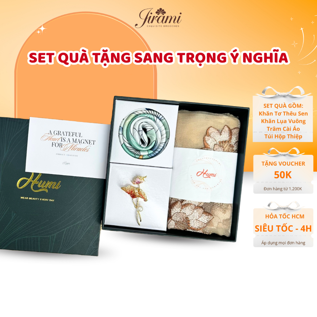Set Quà Tặng Khăn Choàng JIRAMI Sang Trọng Kèm Phụ Kiện Dịp Lễ Tết Quà Tặng Mẹ Cô Đối Tác Khách Hàng