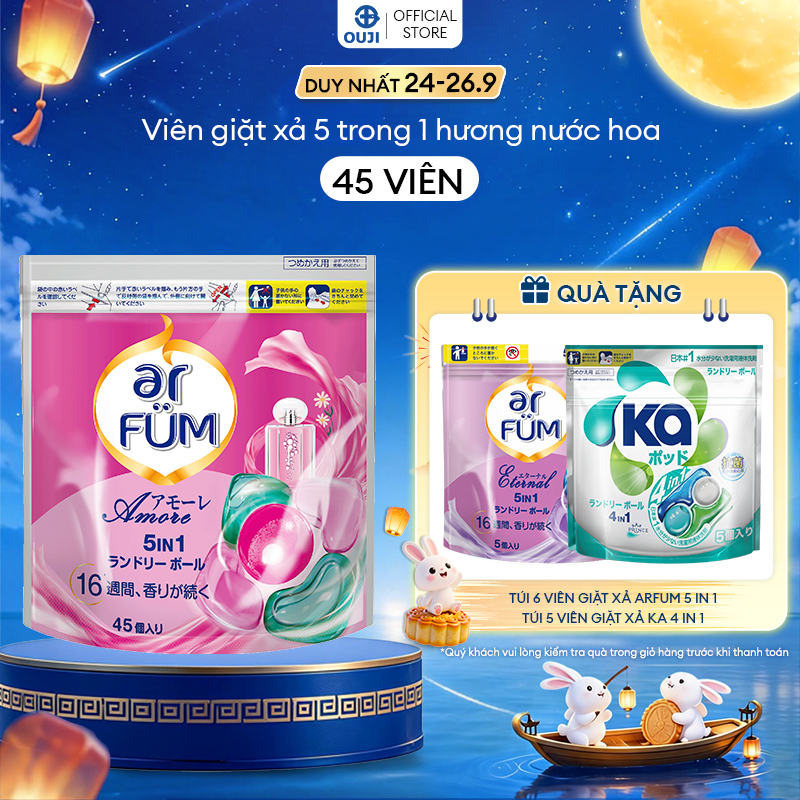 Viên giặt Quần áo arFUM 5 trong 1 tinh dầu nước hoa, khử khuẩn 99% - (túi 45 viên)