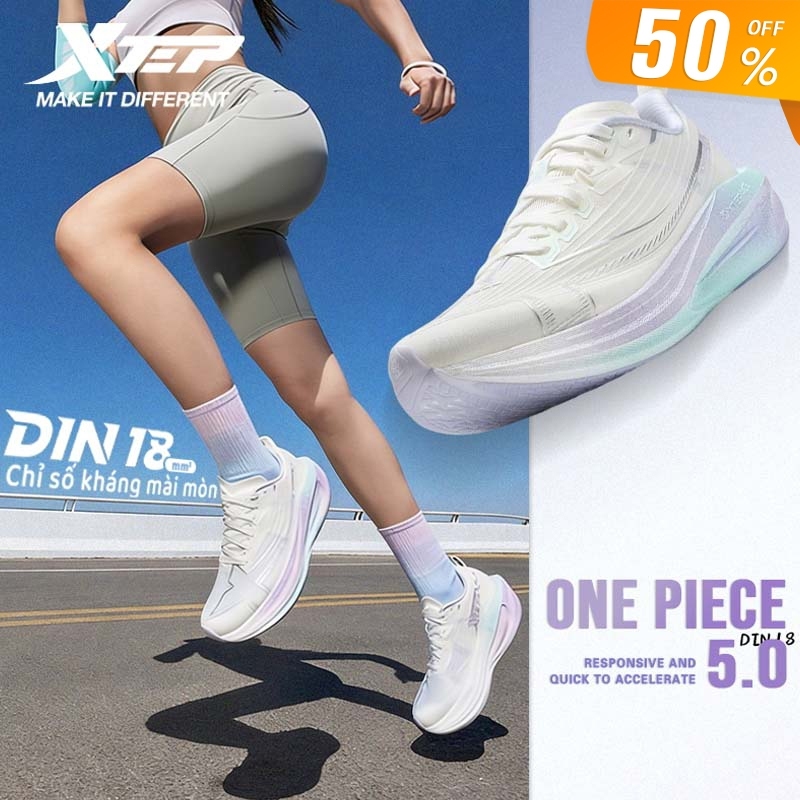 XTEP One Piece 5.0 Giày chạy nữ+ Thiết kế giả năm ngón +Công nghệ ACE cải thiện tốc độ, đế ngoài marathon CPU siêu bề