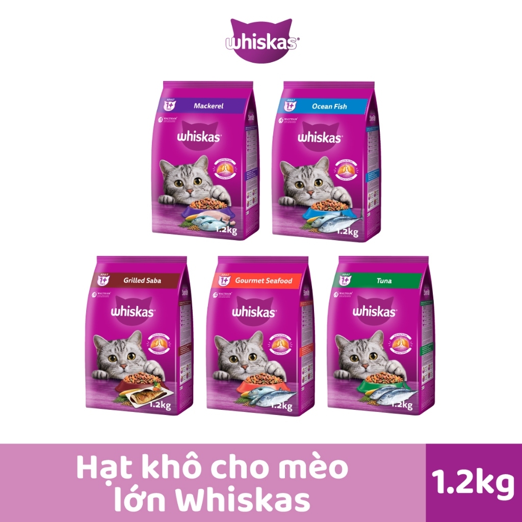 Thức ăn dạng hạt khô cho mèo lớn WHISKAS - 1.2 kg