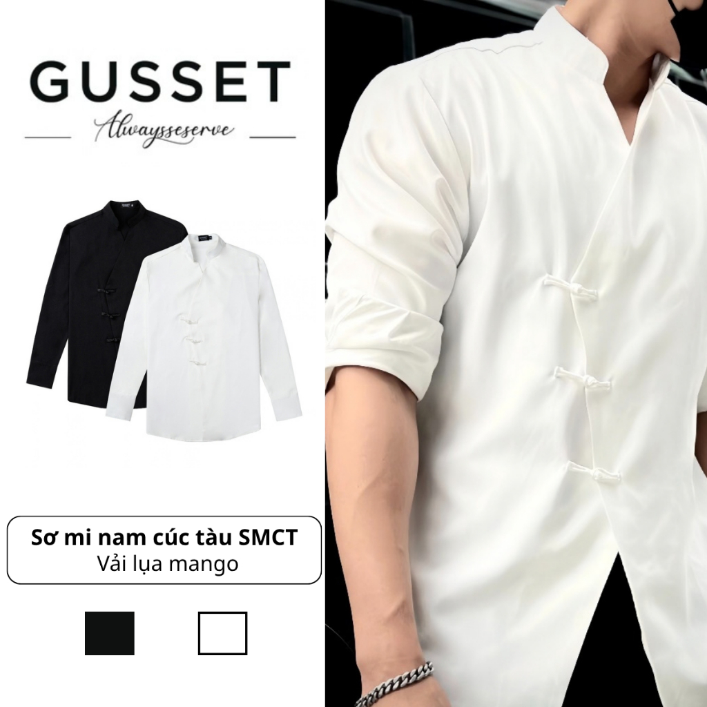 Sơ Mi Nam Cúc Tàu Cổ Tàu Tay Dài Vải Lụa Mango Chống Nhăn Thoáng Mát Thấm Hút Mồ Hôi Form Tôn Vai Trẻ Trung SMCT