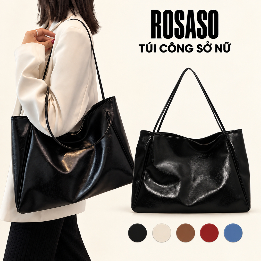 Túi xách nữ tote công sở ROSASO TX172 – Túi đẹp đeo vai to kẹp nách thời trang đi làm, đi chơi