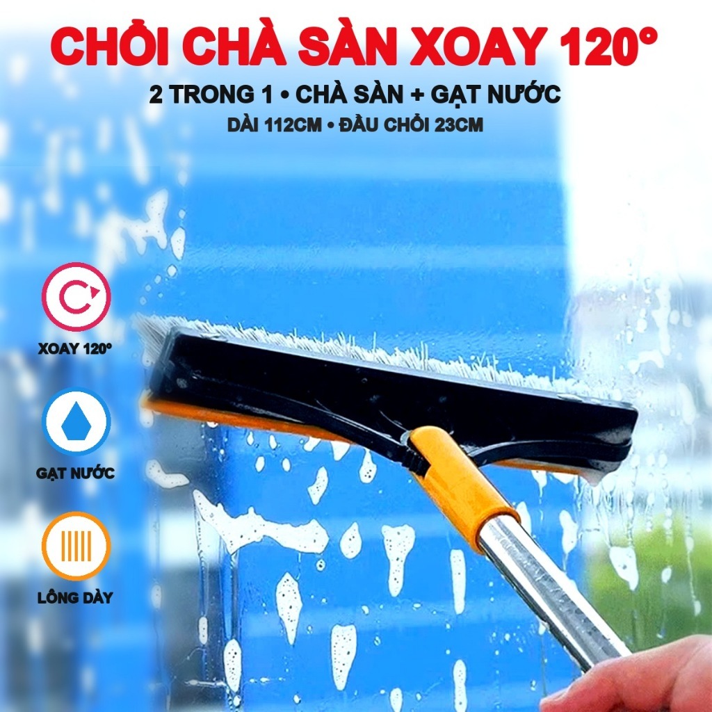 CHỔI QUÉT NHÀ VỆ SINH GẠT NƯỚC , Chổi Chà Sàn Nhà Tắm , Nhà Vệ Sinh Xanh Thiết Kế Đầu Gạt Nước Và Đầu Chổi Xoay 120 Độ
