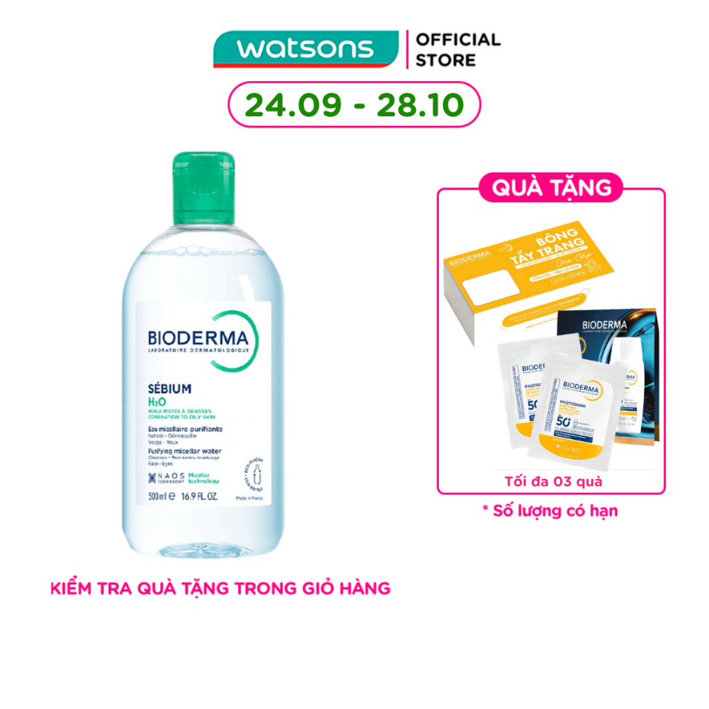 Nước Tẩy Trang Dành Cho Da Hỗn Hợp và Da Dầu Bioderma Sebium H20 500ml