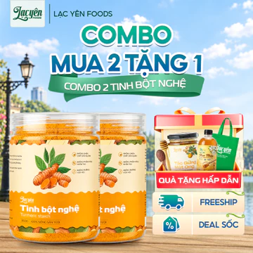 Combo 2 Hũ Tinh Bột Nghệ Nếp Đỏ Lạc Yên Foods - Tinh Bột Nguyên Chất Không Pha