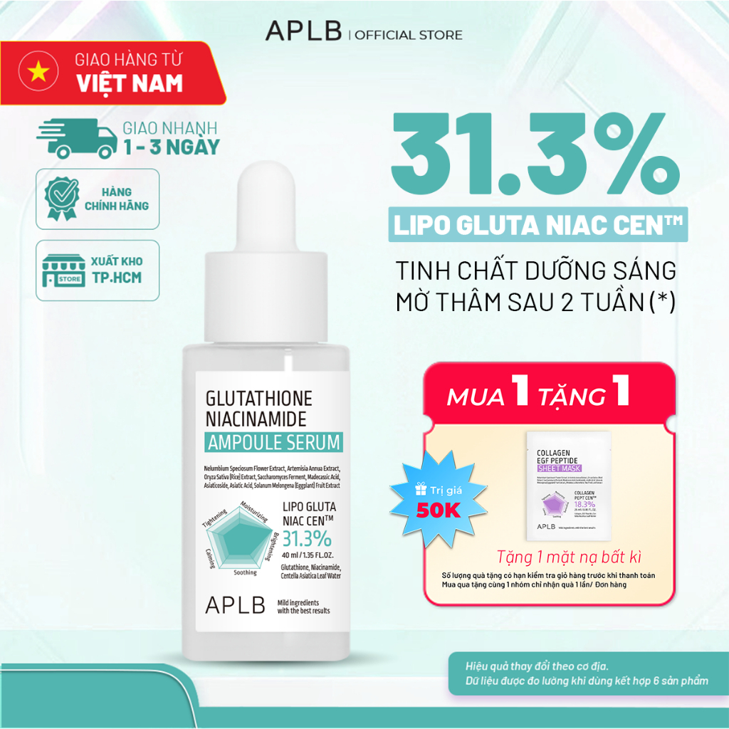 APLB Serum Dưỡng Trắng Da Cao Cấp APLB Glutathione Niacinamide Ampoule Serum 40ml