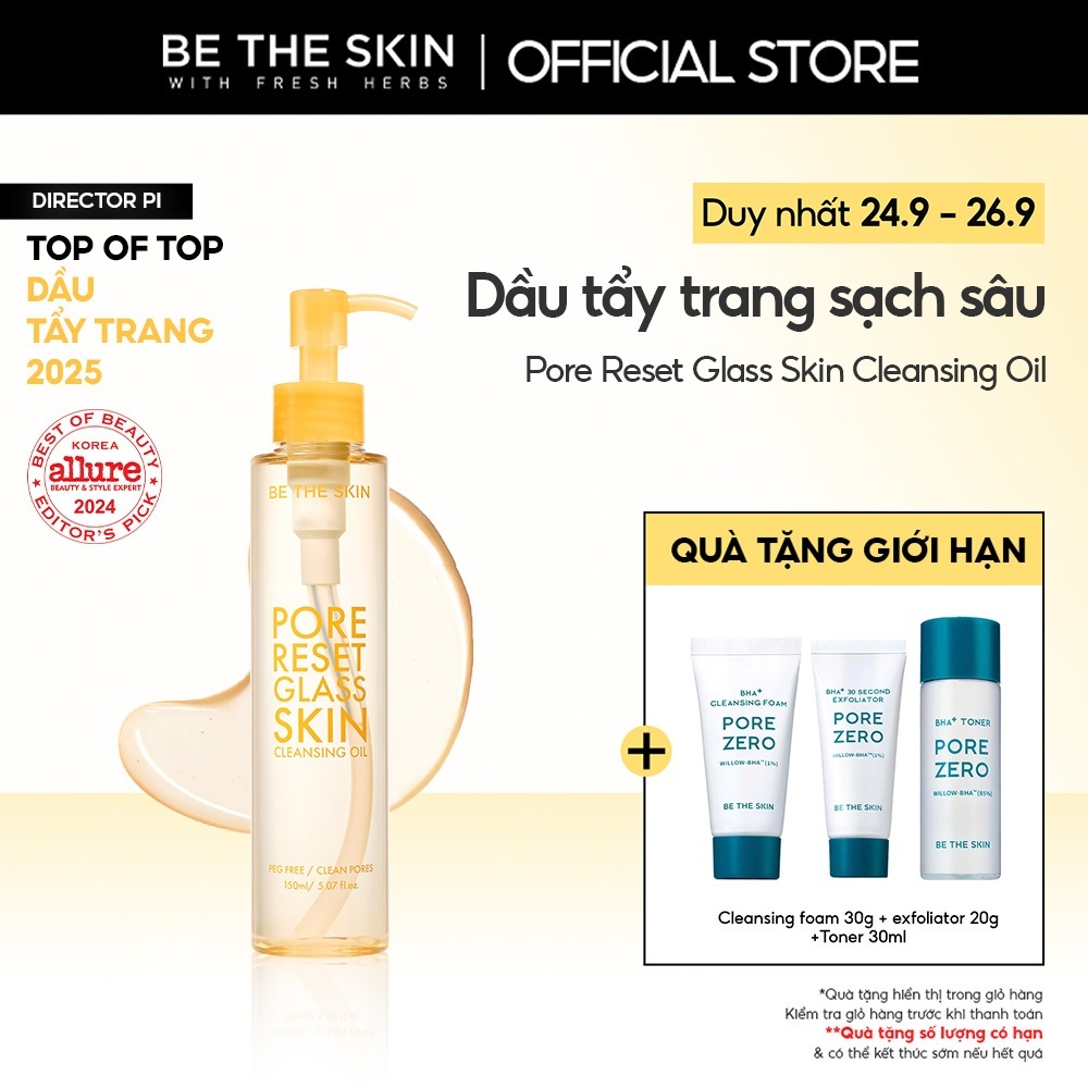 Dầu Tẩy Trang Làm Sạch Sâu Pore Reset Glass Skin Cleansing Oil BETHESKIN 150ml