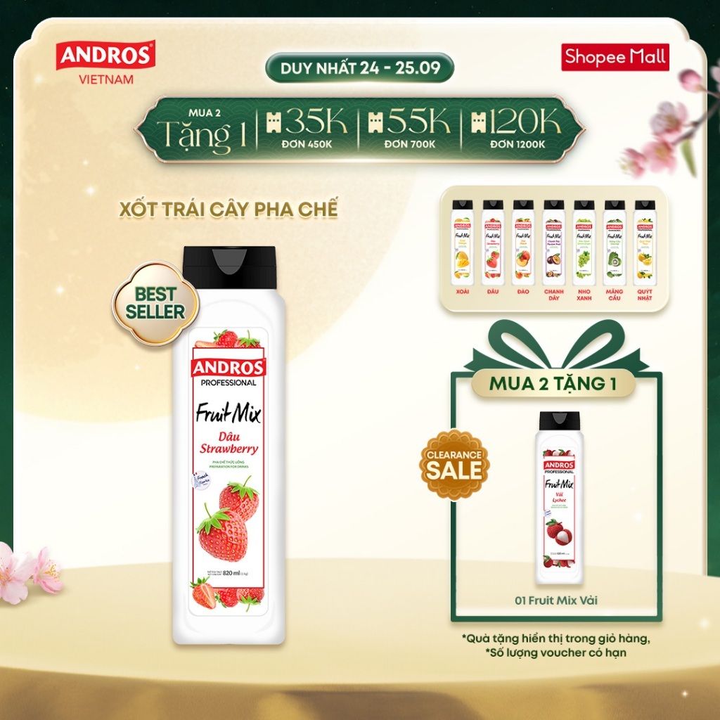 [BEST SELLER] Xốt Trái Cây Pha Chế - Làm từ trái cây thật - ANDROS FRUIT MIX - Nguyên liệu pha chế - 820ml