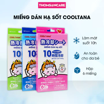 Miếng dán hạ sốt Cooltana cho bé - làm mát suốt 10 tiếng, giúp hạ nhiệt nhanh, giảm sốt - Thomsoncare