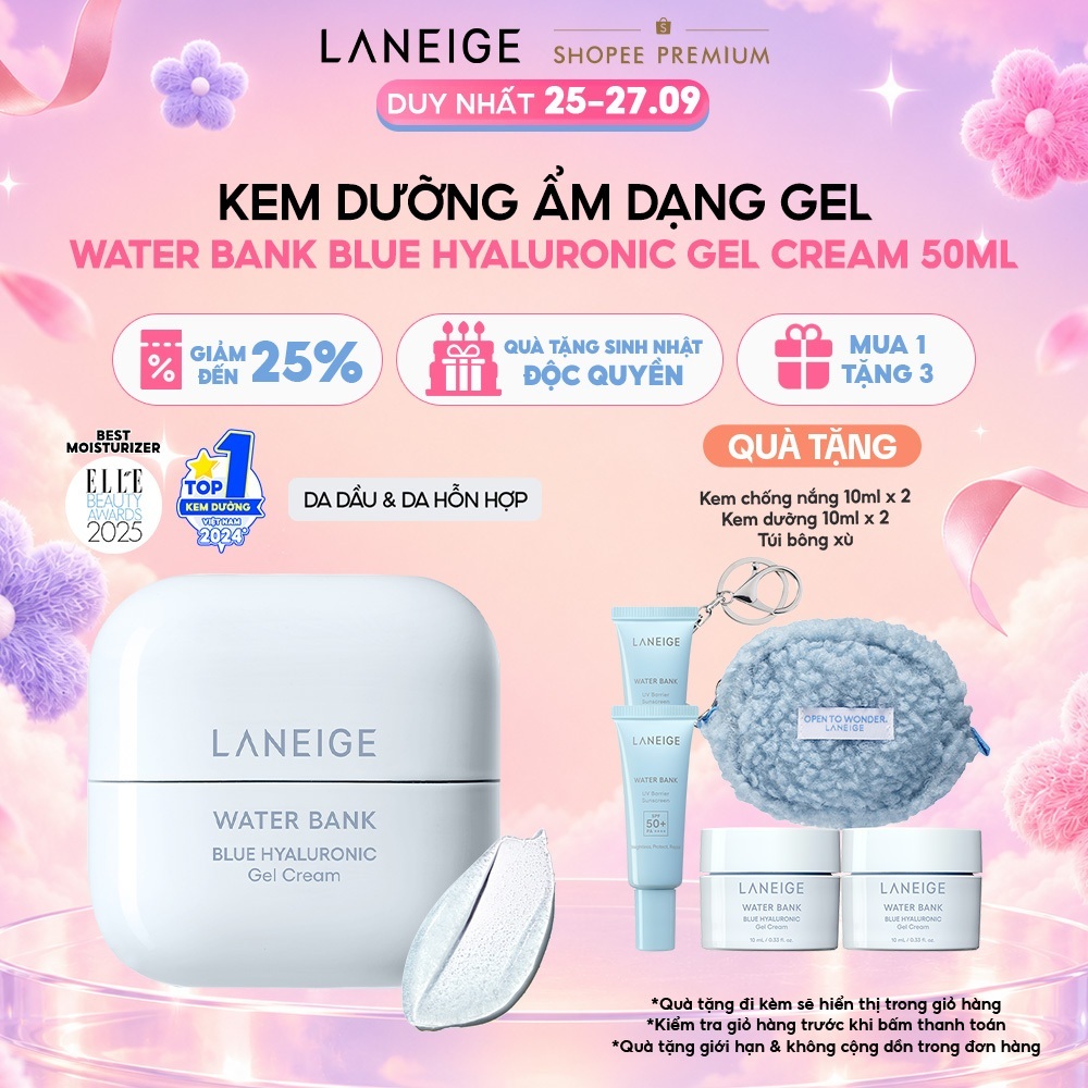 Kem Dưỡng Ẩm Phục Hồi & Cân Bằng Dầu Ẩm Laneige Water Bank Blue Hyaluronic Gel Cream 50ml (Da Dầu)