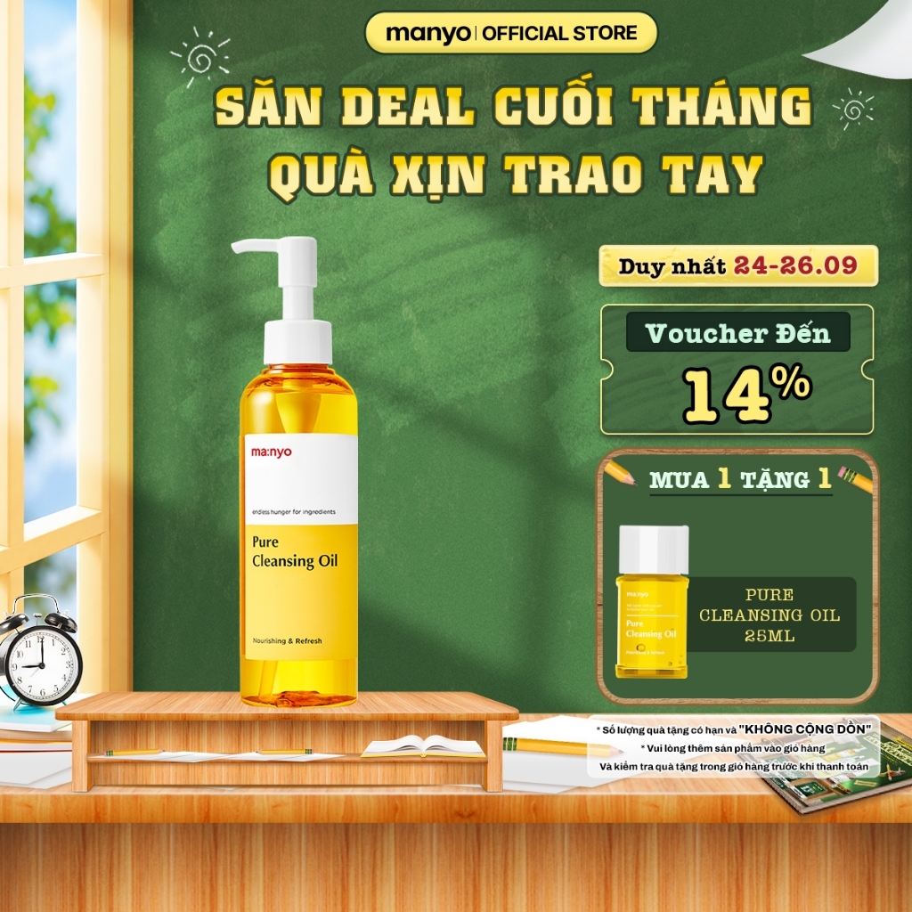 Dầu tẩy trang ma:nyo Pure Cleansing Oil 200ML chứa 12 thành phần dầu thực vật