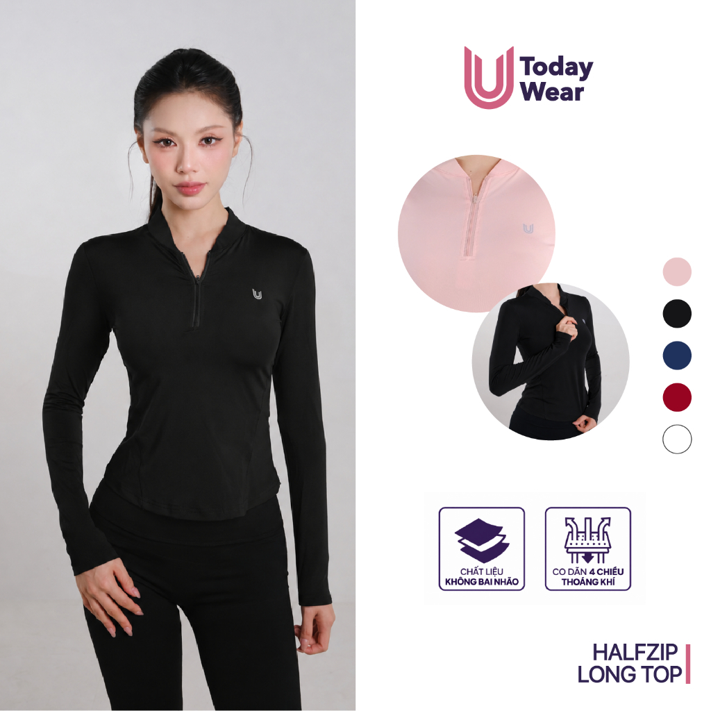 [NEW ARRIVAL] Áo giữ nhiệt nữ cổ khóa kéo Halfzip long top Today U Wear giữ ấm thấm hút mồ hôi thoải mái vận động