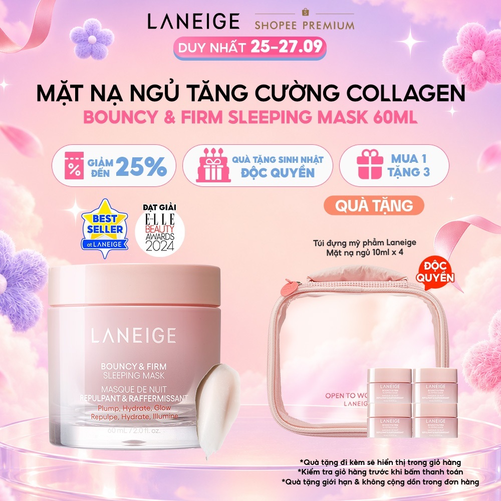 Mặt Nạ Ngủ Laneige Bouncy & Firm Sleeping Mask 60ml tăng cường collagen và làm săn chắc