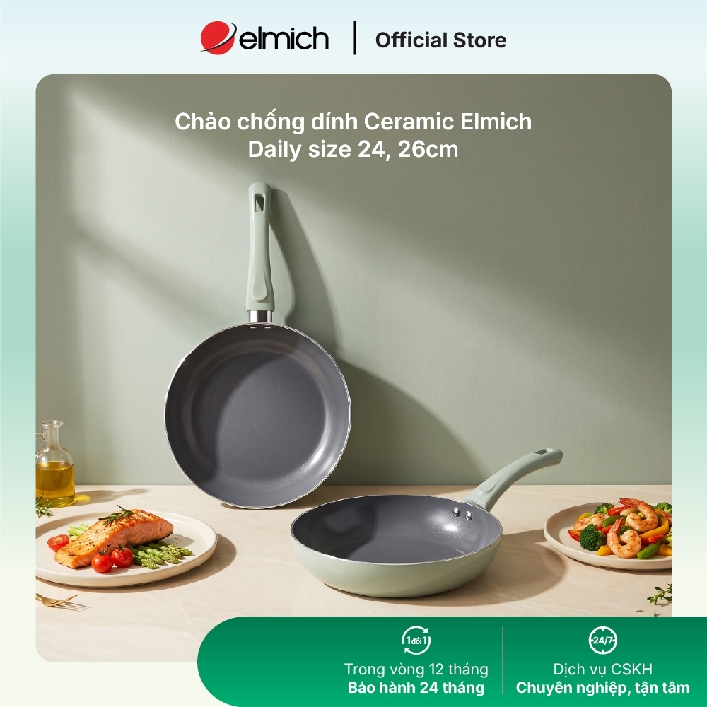Chảo chống dính Ceramic CeraTitan Elmich Daily size 24, 26cm