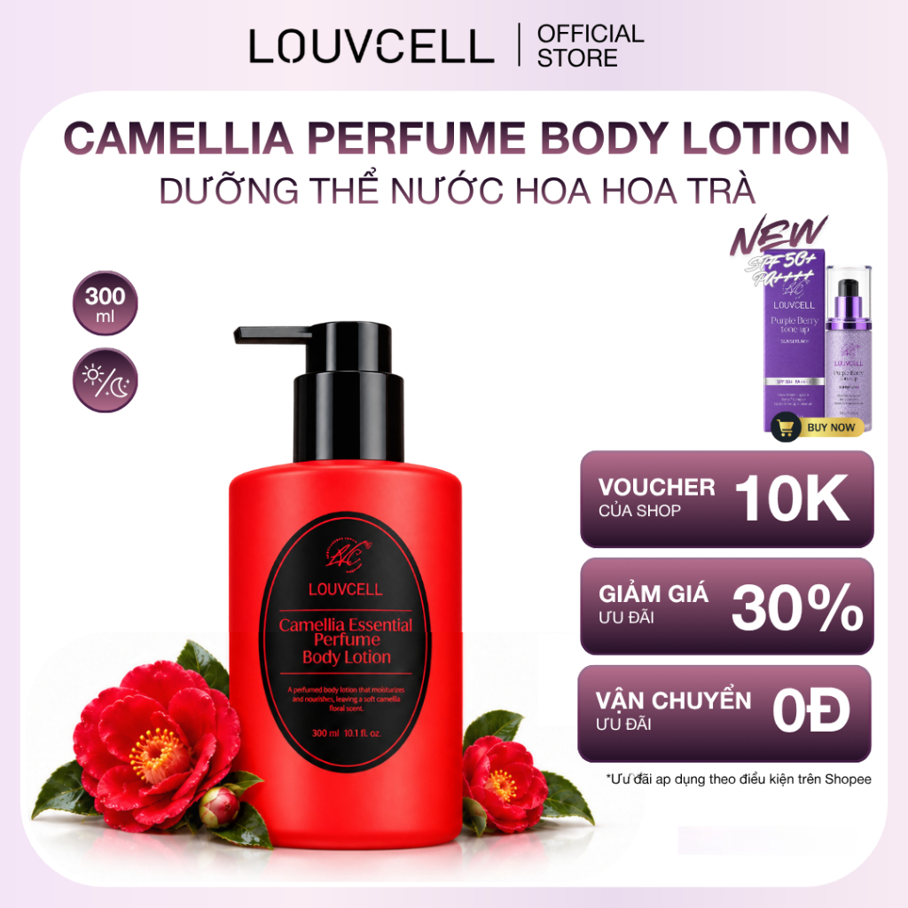 LOUVCELL Sữa Dưỡng Thể Nước Hoa Hương Hoa Trà Camellia Essential Perfume Body Lotion 300ml