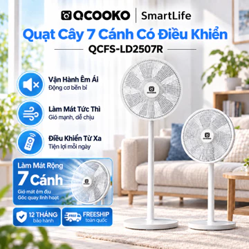 Quạt điện,Quạt Cây Đứng Xiaomi QCOOKER Quạt Điện 7 Cánh Có Điều Khiển Từ Xa Hoạt Động Êm Ái Bảo Hành 12 Tháng